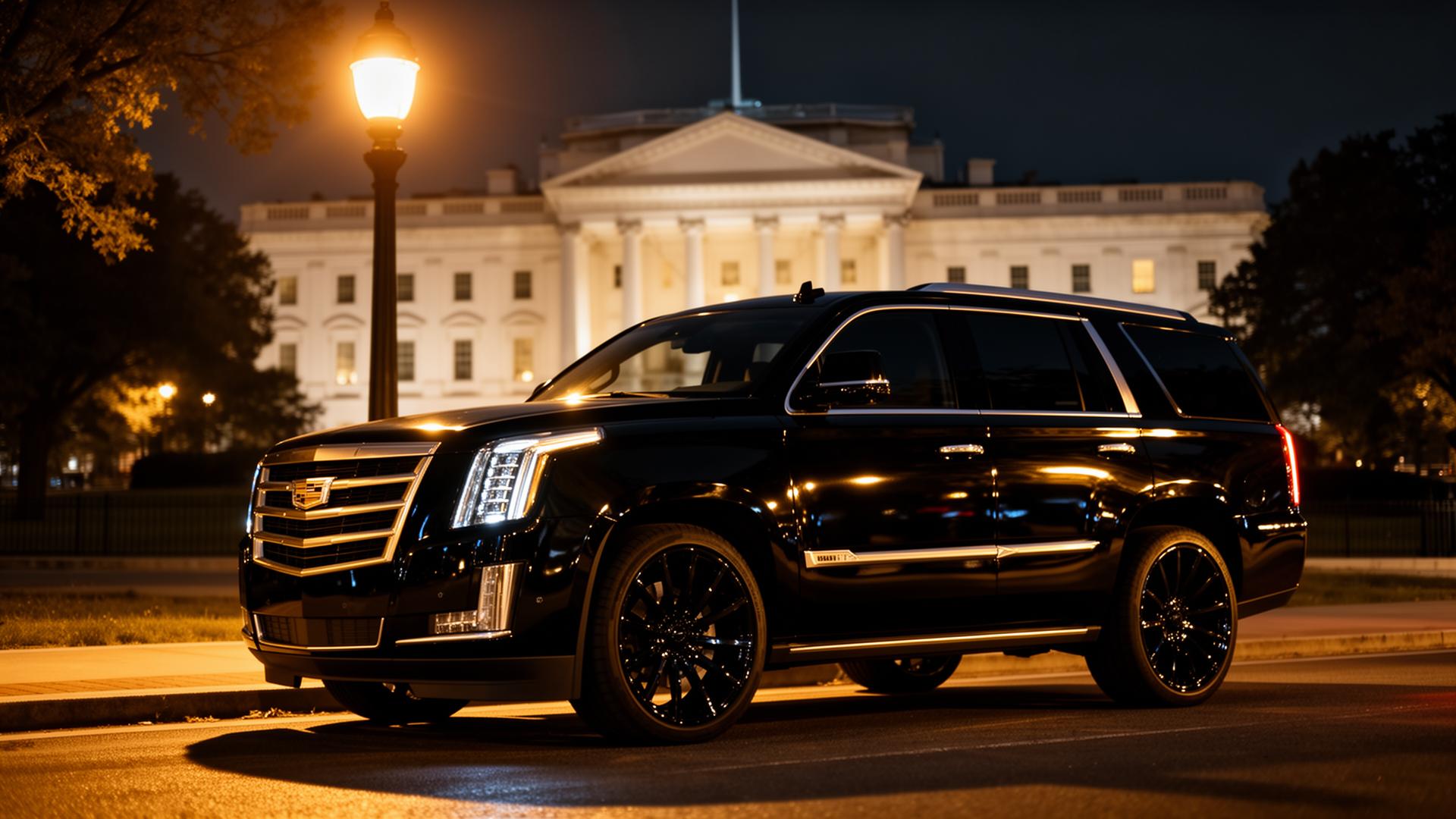 Black Cadillac Escalade at dusk in Washington D.C.